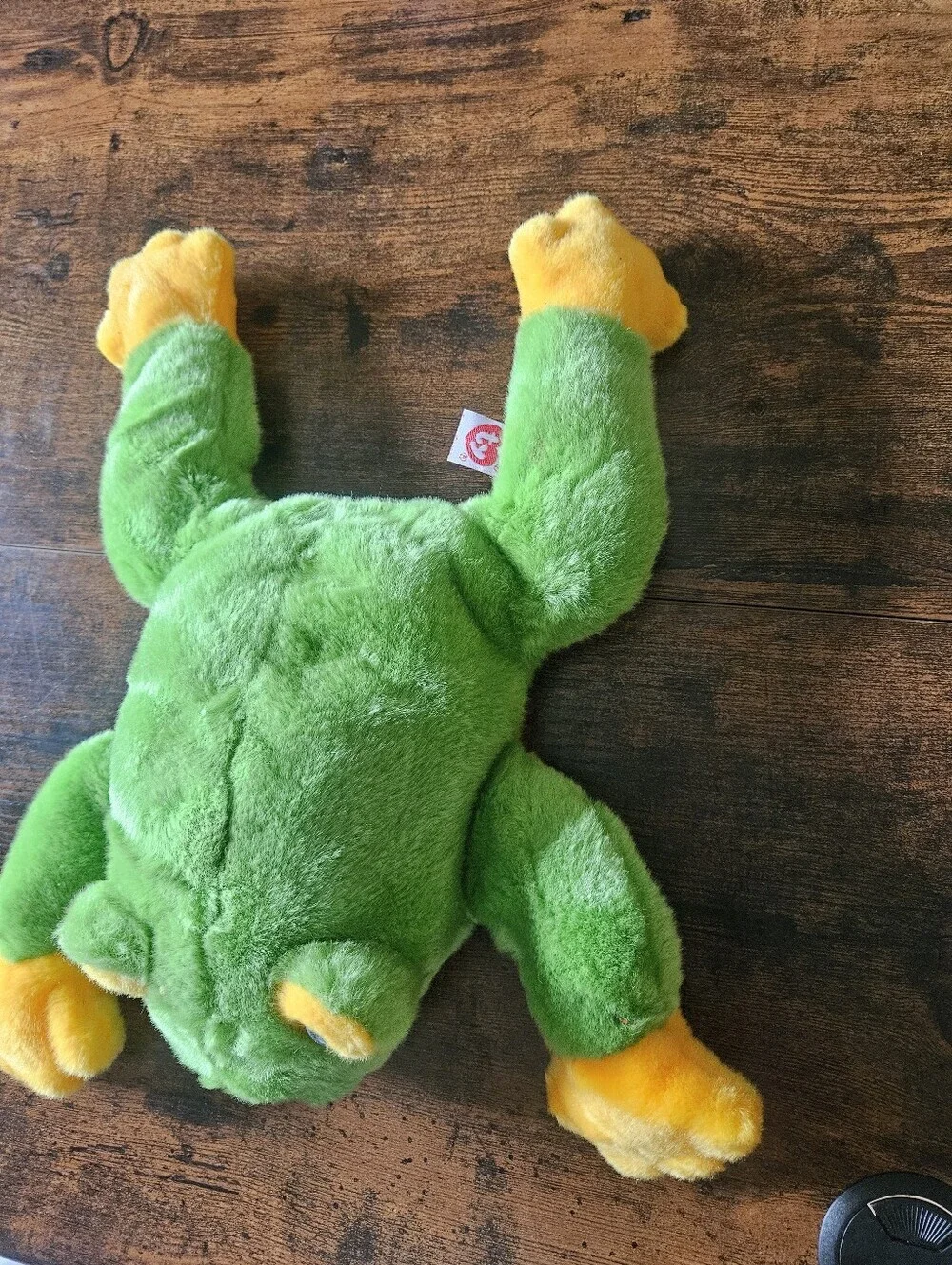 Vintage 1998 Ty Beanie Buddies Green & Yellow Plush Frog for Reptile Habitat